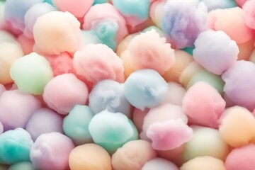 Fototapeta na wymiar Colorful cotton candy in soft pastel color blur background