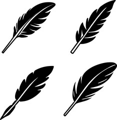 set of feather pen icon vector - obrazy, fototapety, plakaty