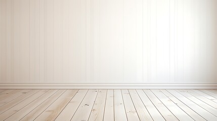 Naklejka premium Empty room with a wooden floor and Wooden Wall textured Background, Interior design, 3D illustration, white blank wall and wooden floor.