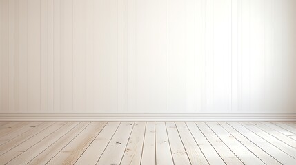 Empty room with a wooden floor and Wooden Wall textured Background, Interior design, 3D illustration, white blank wall and wooden floor.