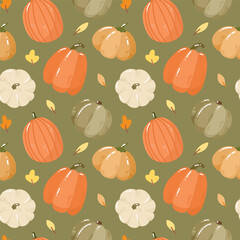 vector seamless pattern of pumpkin