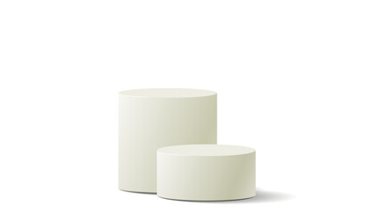 Realistic 3d cylinder pedestal podium. Abstract vector rendering geometric forms. Pastel minimal scene. Stage for showcase, Product display