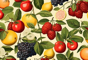 mixed fruit pattern banner wallpaper