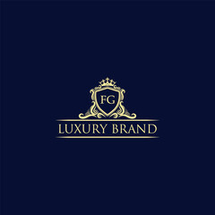 Naklejka premium FG Luxury lion crest logo - royal lion vector template 