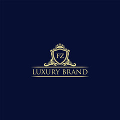Fototapeta premium FZ Luxury lion crest logo - royal lion vector template 