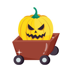Pumpkin cart vector colorful stickers Icon Design illustration. EPS 10 File