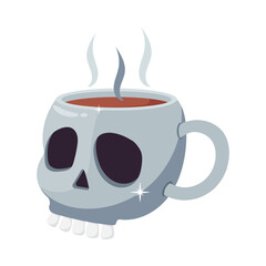 Skull coffee mug vector colorful stickers Icon Design illustration. EPS 10 File