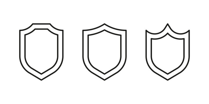 Shield of secure, protect line icon set. Shield guarantee, privacy, medical safety. Armor in fight. Vector illustration