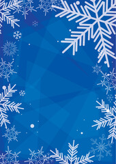 a4 christmas banner with beautiful white snowflakes - blue vector background