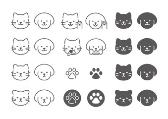 猫と犬　アイコンマークセット