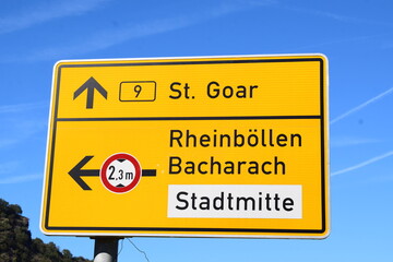 sign to towns in Rhine Valley