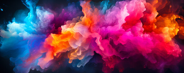 Explosive Beauty: Multicolored Neon Smoke and Ink in 3D Rendering