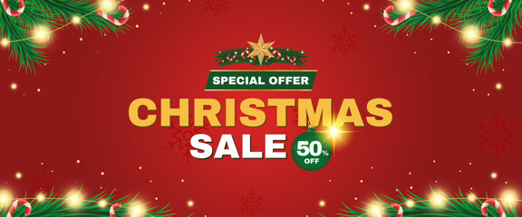 Christmas sale template for special offer banner design