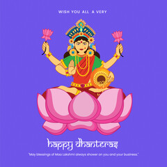 illustration of Goddess Laxmi Maa for Happy Dhanteras and Happy Diwali Celebration