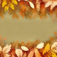Naklejka na ściany i meble autumn leaves frame background