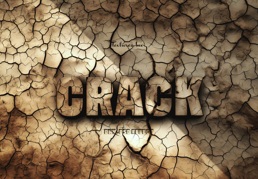 Cracked dry earth soil text effect with generative Ai background