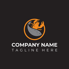 New logo for a fish farm, Lobster with Salmon Silhouette Icon on Black Background. Vector.