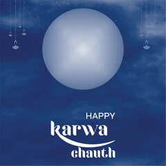 Free vector happy karwa Chauth with decorated puja thali of greeting card background