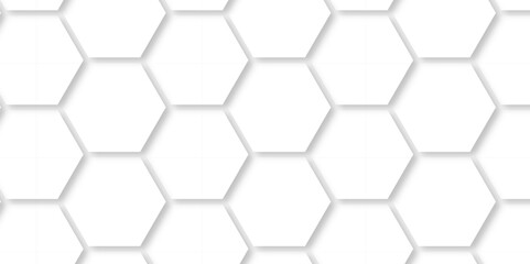 White Hexagonal Background. Computer hexagoan digital drawing, background with hexagons, abstract background. 3D Futuristic abstract honeycomb mosaic white background. 