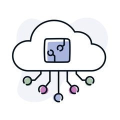 Enter the cloud computing era with this illustrative representation. Representing data storage, remote access, and scalability, this symbol embodies the cloud's flexibility.