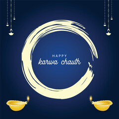 Free vector happy karwa Chauth with decorated puja thali of greeting card background