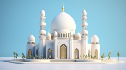 Fototapeta na wymiar Mosque building with cartoon style. AI generated image