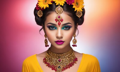A Photograph capturing a young girl's mesmerizing eyes as she poses for a vibrant make-up presentation