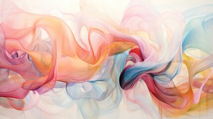 Rainbow colorful smoke or abstract wave swirl on white background