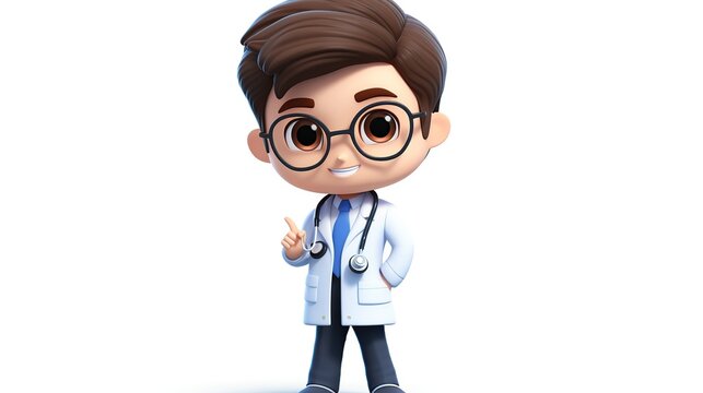 Cartoon doctor with stethoscope character. AI generated image