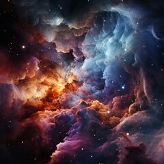 Fototapeta premium Arrière-plan nuage de nébuleuse étoilée dans l'espace rempli de poussière d'étoiles