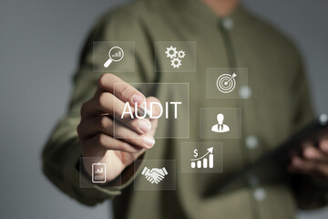 Audit business concept. Auditor examine the company finance functioning and financial management...