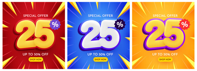 25 percent Off. Discount creative composition. Mega Sale.