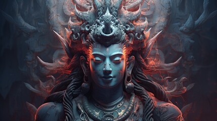 Lord shiva hindu statue isolated background. AI generated image - obrazy, fototapety, plakaty