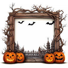Halloween Scary Frame with Pumpkins