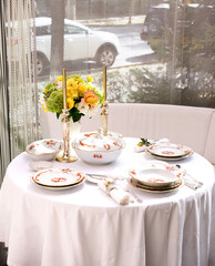 Vintage dining set unique porcelain tableware europe dragons and phoenix