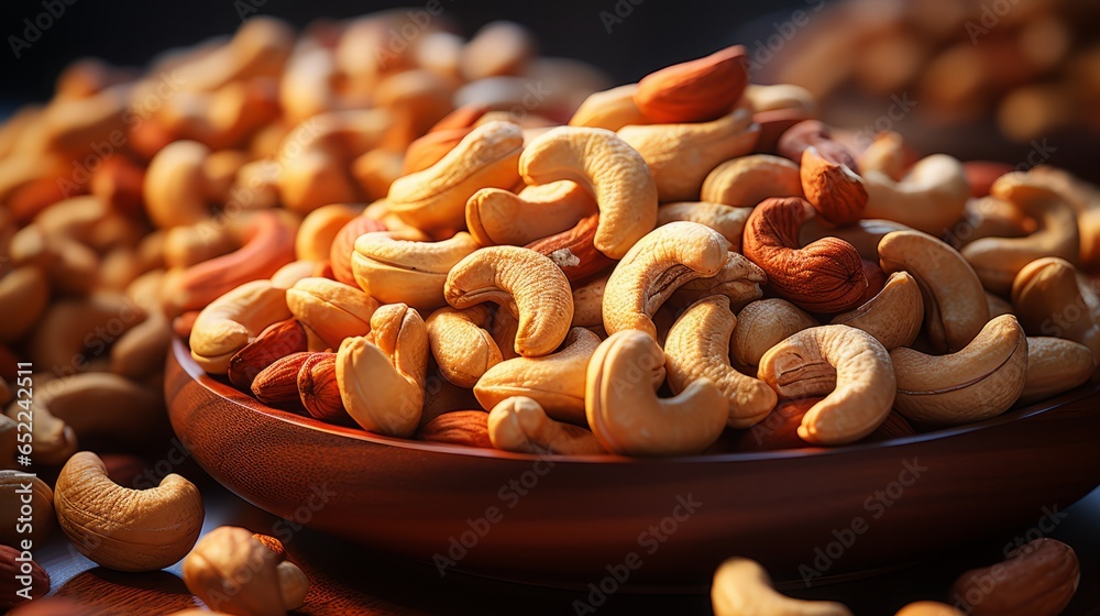 Canvas Prints Tasty cashew nuts as background. Generative Ai.