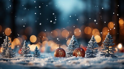 Christmas decoration on abstract background, vintage filter, soft focus. Generative Ai. - obrazy, fototapety, plakaty