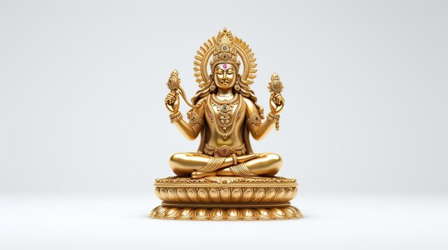 Lord hindu Ganesha statue white background.AI generated image