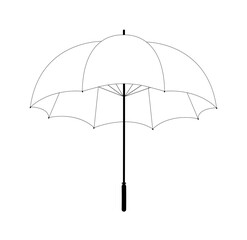 Linear drawing of an umbrella. Isolated vector.