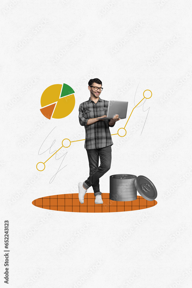 Aufkleber collage vertical template artwork young business maker create startups more money graphic up analyzi