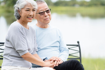 Senior couple together, happy moments - Elderly people take care of each other  - concepts about...