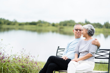 Senior couple together, happy moments - Elderly people take care of each other  - concepts about...
