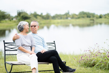 Senior couple together, happy moments - Elderly people take care of each other  - concepts about...