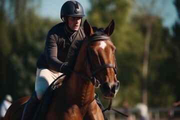 Obraz premium Hourse riding. Genereted Ai