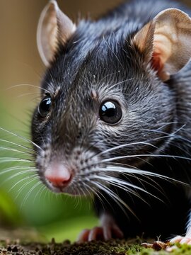Whiskers and Wonder A Captivating Close up of a Curious Rat. AI Generated.