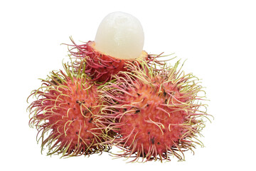  The rambutans isolated on white background,Thailand popular fruits,seasonal fruit,