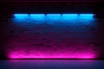 Standup comic night, Neon light on brick wall