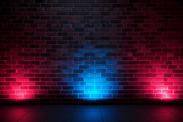 Standup comic night, 3 Spotlight Neon light on brick wall