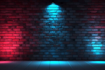 Standup comic night, Down Neon light on brick wall