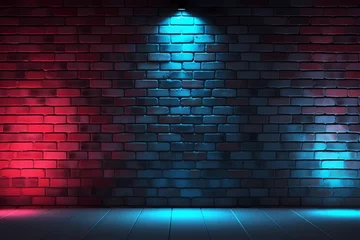 Photo sur Plexiglas Mur de briques Standup comic night, Down Neon light on brick wall